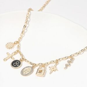 Gold Virgin Mary Charm Necklace Link Snake Lock Cross Jewelry Statement Chain